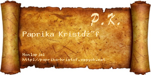Paprika Kristóf névjegykártya
