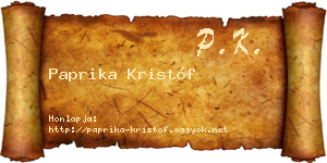 Paprika Kristóf névjegykártya